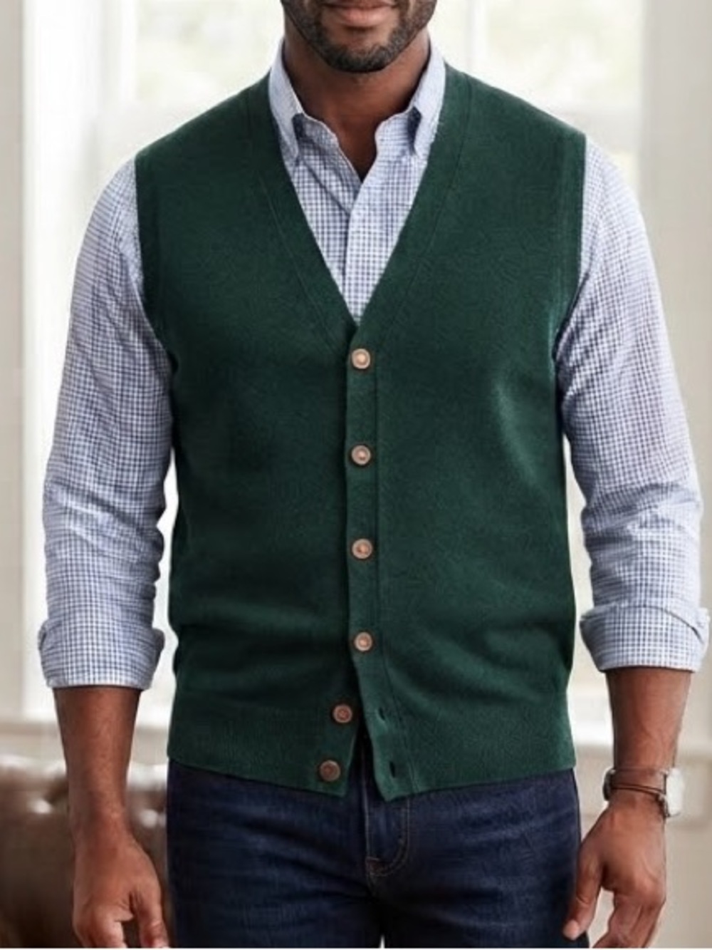 Peter Millar 100% Merino Wool Button Down Vest - Size XL